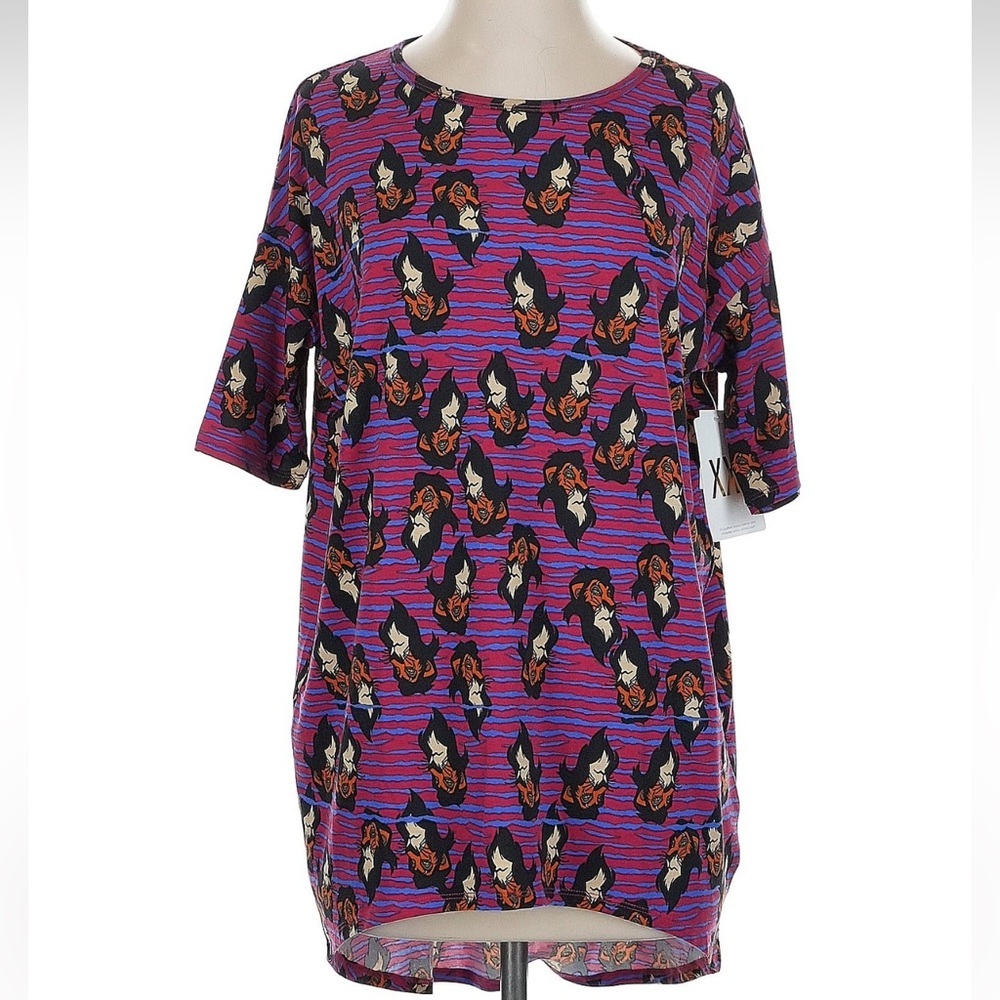 LuLaRoe Irma High Low Tunic Shirt Disney Villains Scar Lion King Size XXS NWT - Picture 5 of 6